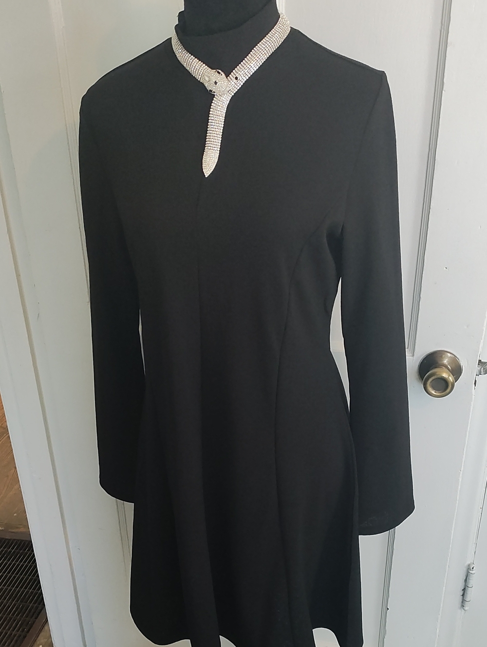 H& M black long sleeve a-line dress